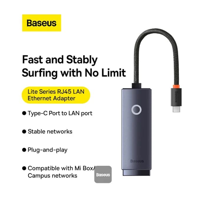 مبدل Type-C به LAN باسئوس مدل Baseus WKQX000313 — تصویر ۶