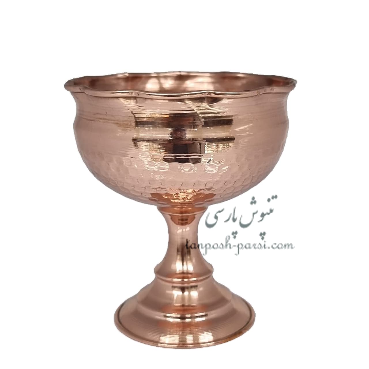 بستنی خوری پایه بلند لب چین مسی با روکش نانو — تصویر ۲