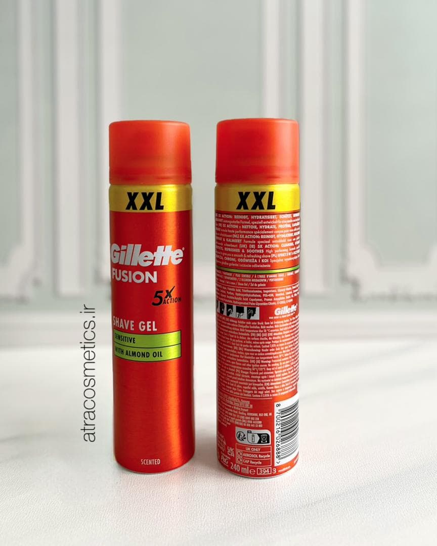 ژل اصلاح ژیلت Fusion 5X Sensitive با روغن بادام XXL