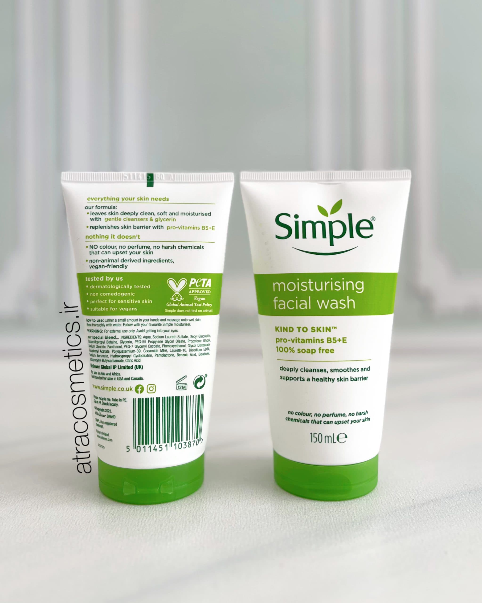 ژل شوینده صورت سیمپل Moisturising Facial Wash (مرطوب‌کننده) حجم: ۱۵۰ میلی‌لیتر — تصویر ۲