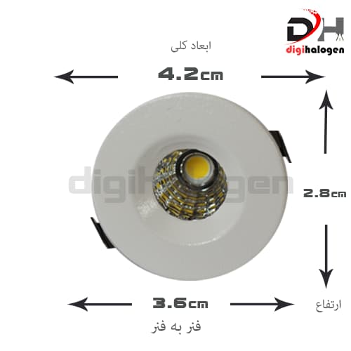 چراغ توکار سی او بی 3 وات تولید نور مدل سان لایت — تصویر ۵