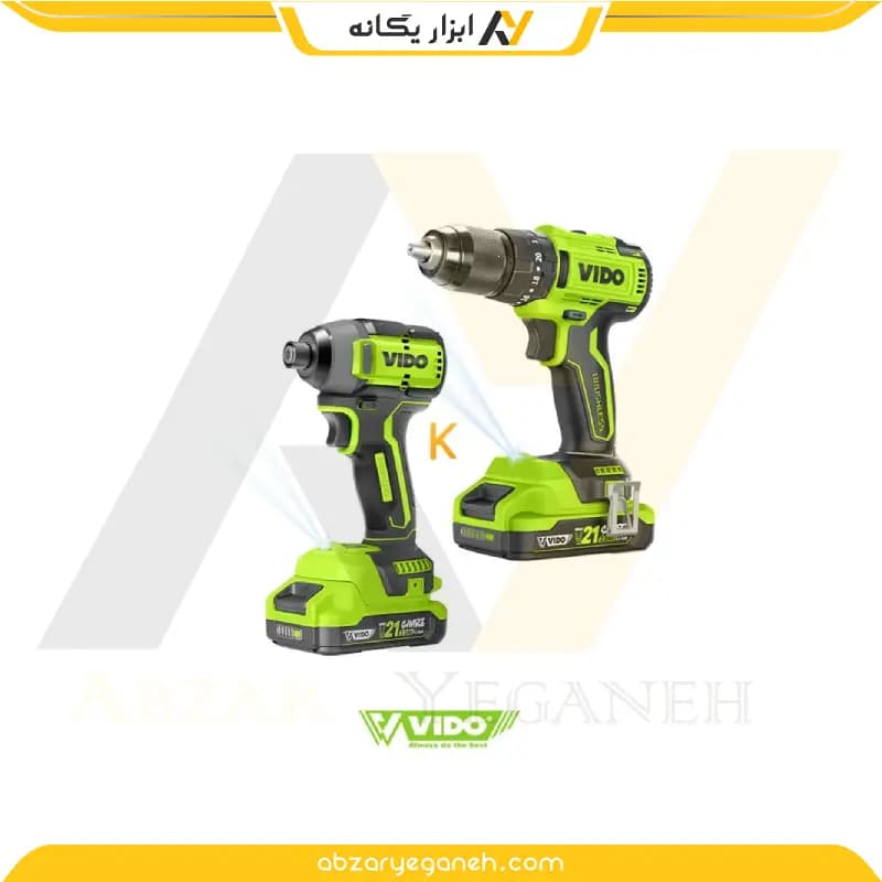 کیت دریل چکشی و ایمپکت براشلس VIDO ۲۱ ولت | WD 910410210