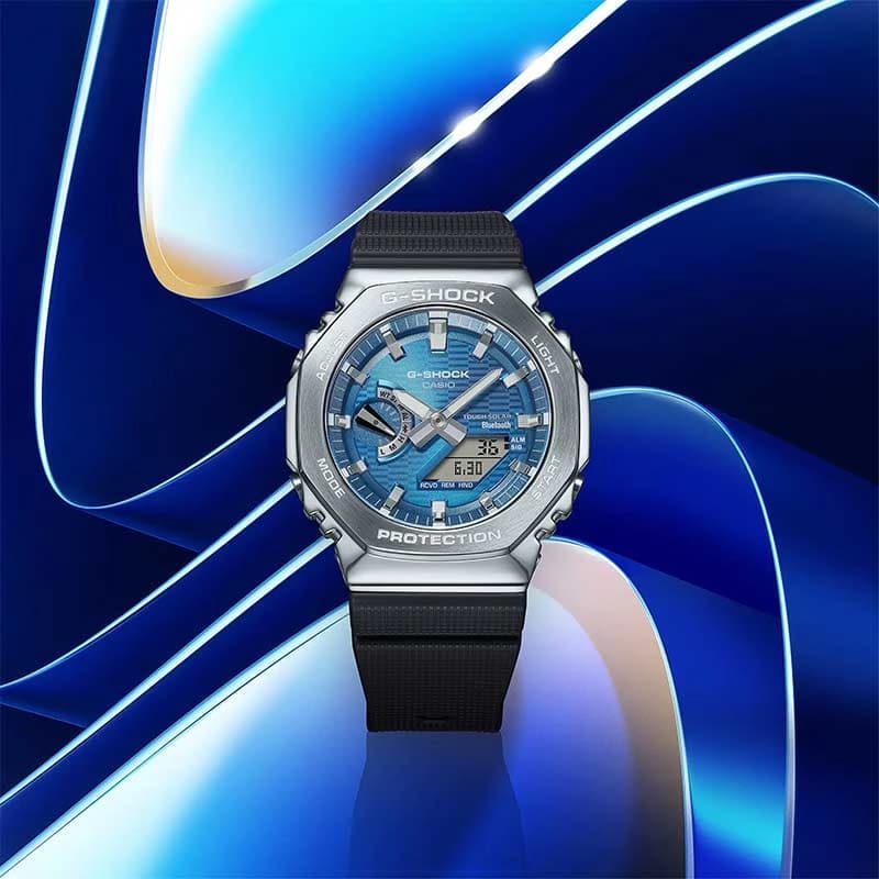 ساعت مچی عقربهای-دیجیتال جیشاک کاسیو مدل GBM-2100A-2B (سری Tough Solar & Bluetooth) — تصویر ۴