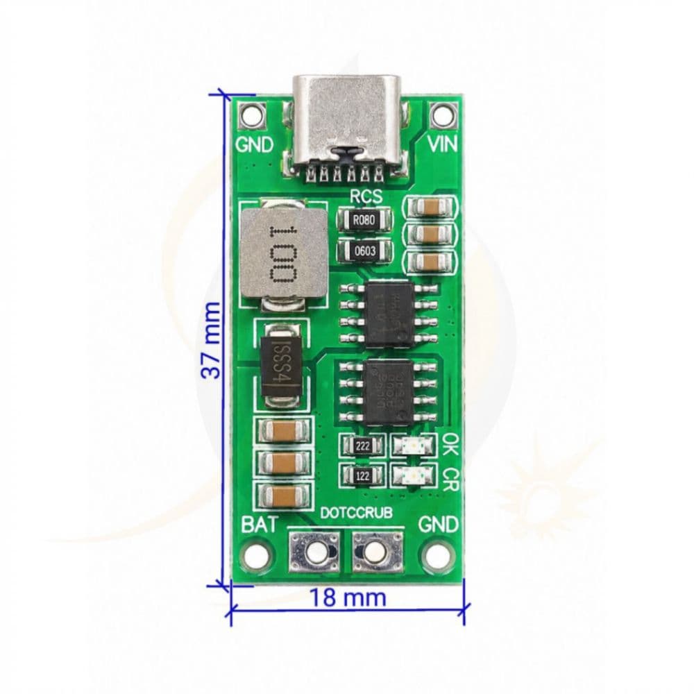 ماژول شارژر باتری لیتیومی 2 سل 4 آمپر Type-C — تصویر ۶