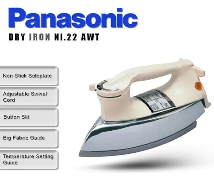 اتو خشک سنگین پاناسونیک مالزی درجه یک Panasonic Dry Iron مدل NI22AWT-XJ رنگ نقره ای — تصویر ۵