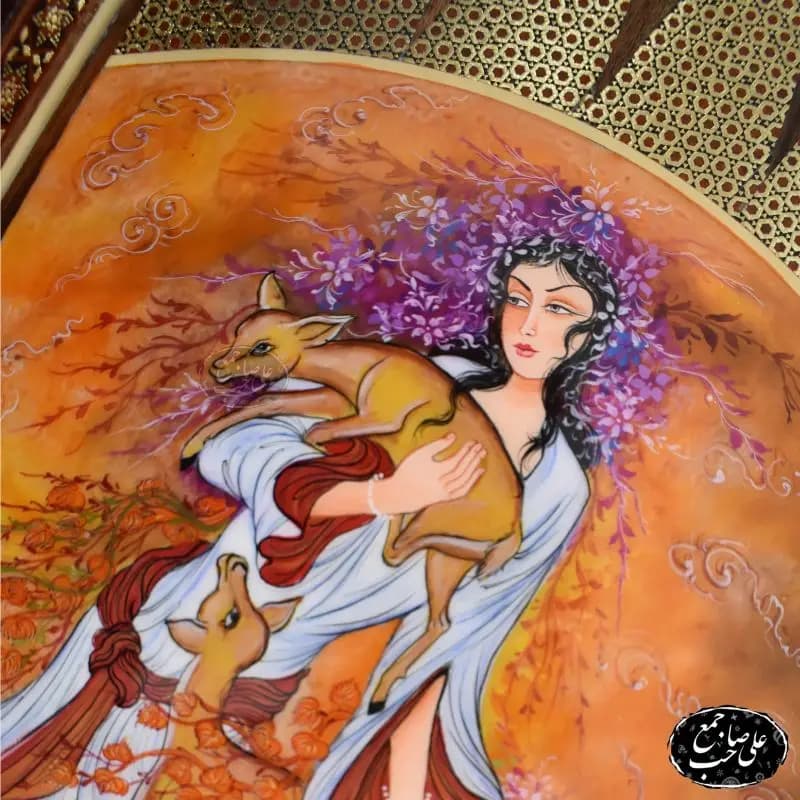 تخته نرد و شطرنج 50سانتی خاتمکاری طرح نگارگری فرشچیان کد 134 — تصویر ۴
