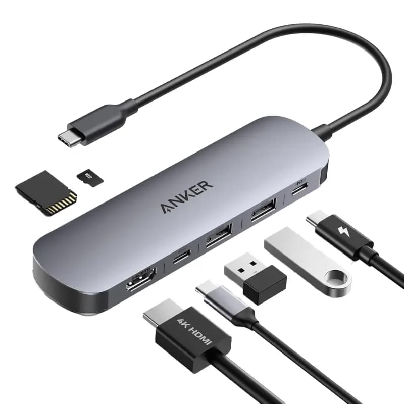 هاب تایپ سی ۷ پورت انکر Anker USB-C Hub 7-in-1 Multi-Port USB Adapter for Laptops A83D2