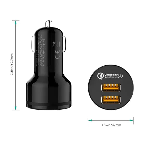 شارژر فندکی دو پورت AUKEY CC-T8 با توان 36 وات | Quick Charge 3.0 — تصویر ۷