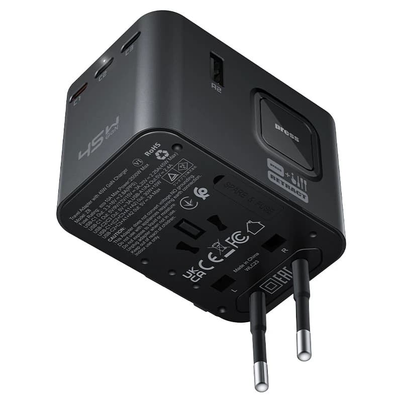 شارژر مسافرتی 2500 وات ایس‌فست ACEFAST Travel Adapter Z8 — تصویر ۱۰