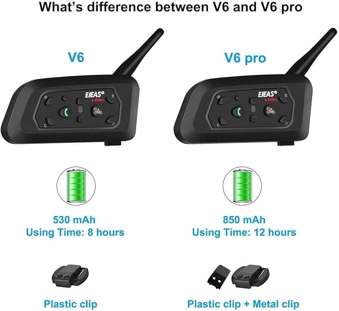 اینترکام بلوتوث کلاه موتور EJEAS V6 Pro+ | ارتباط تا 6 موتورسوار — تصویر ۳