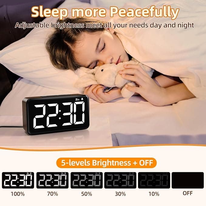ساعت زنگ دار دیجیتال NOKLEAD 5252 | نمایشگر LED بزرگ و طرح چوب — تصویر ۶