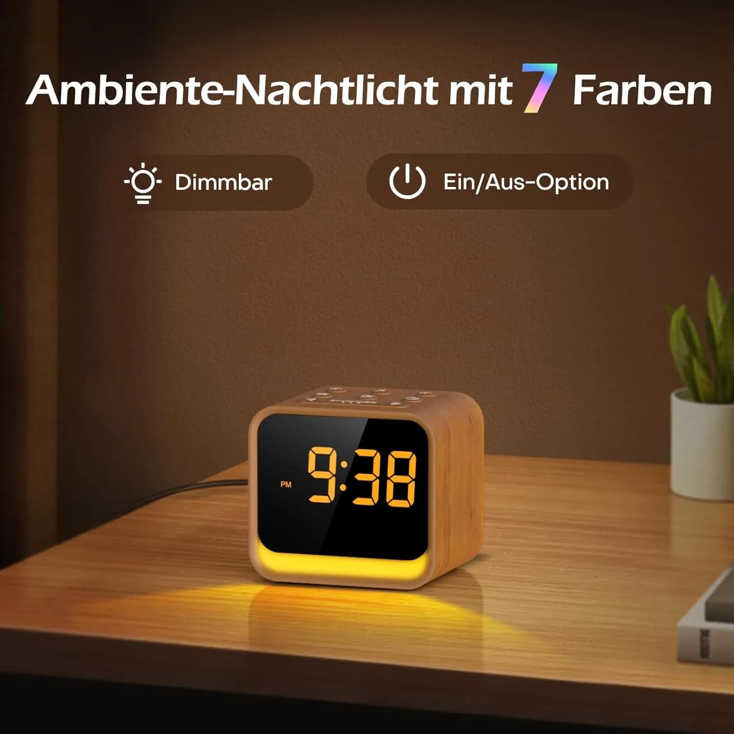ساعت زنگ‌دار دیجیتال با رادیو FM، دستگاه صدای سفید و چراغ خواب برند REACHER مدل CR7W — تصویر ۵