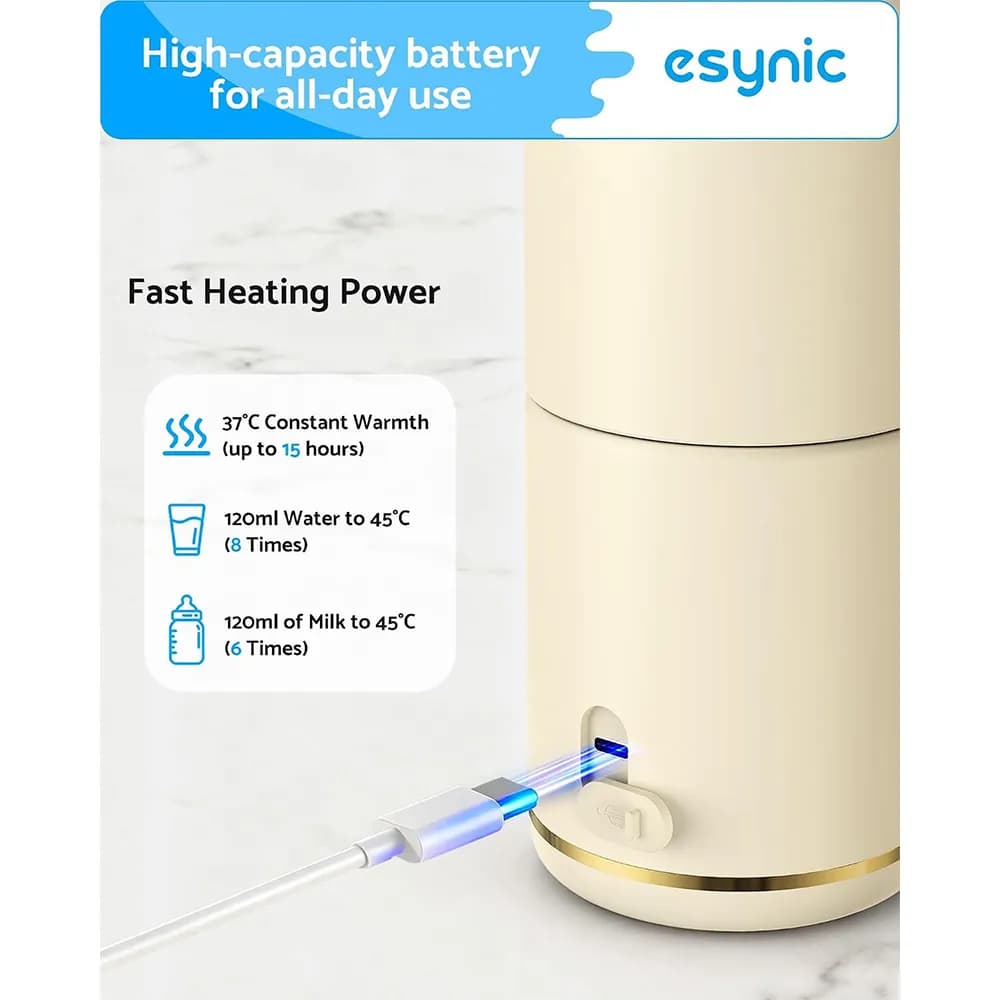 گرمکننده قابل حمل شیشه شیر کودک eSynic برند eSynic مدل — تصویر ۴