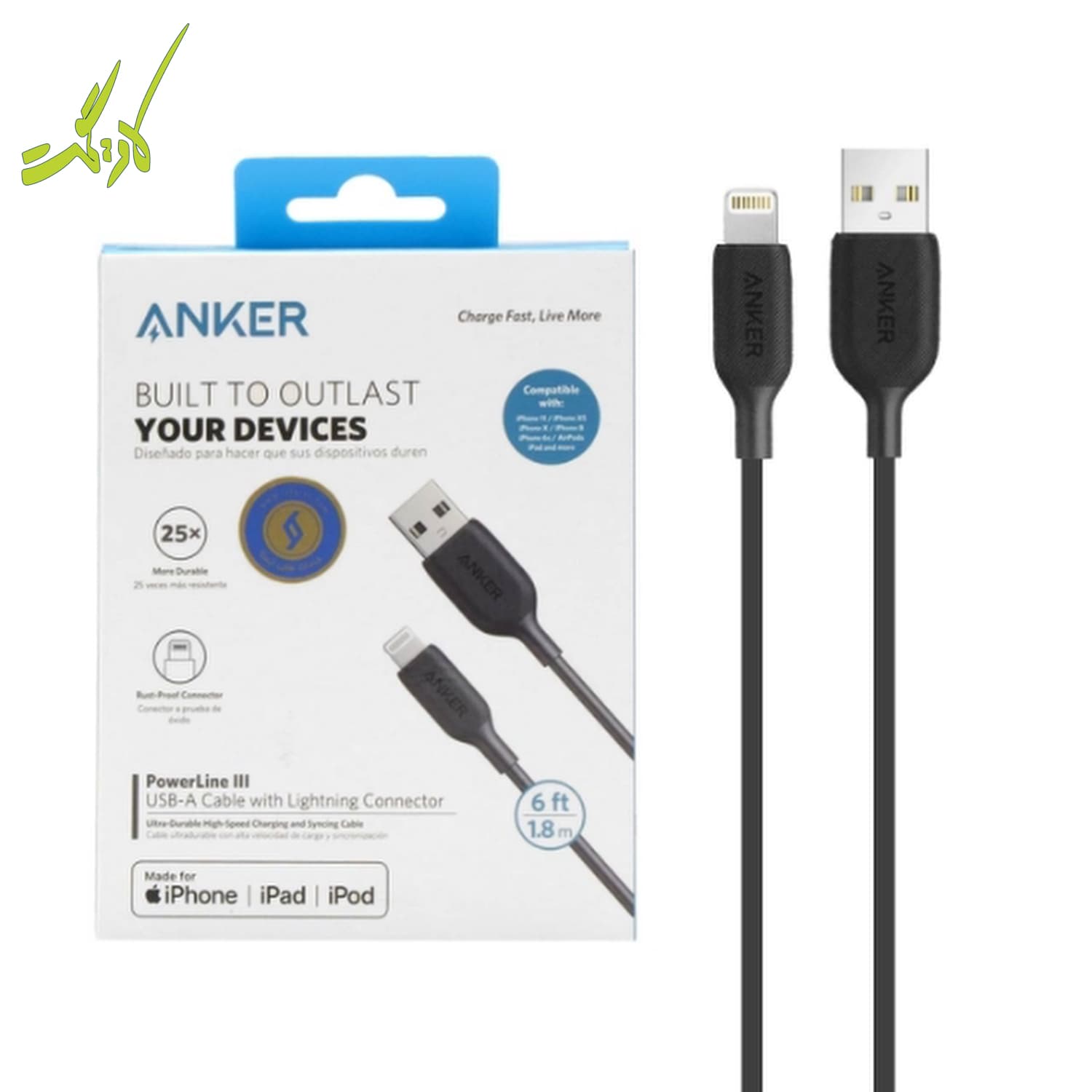 کابل USB-A به LIGHTNING انکر Anker Powerline III A8813 — تصویر ۱۰