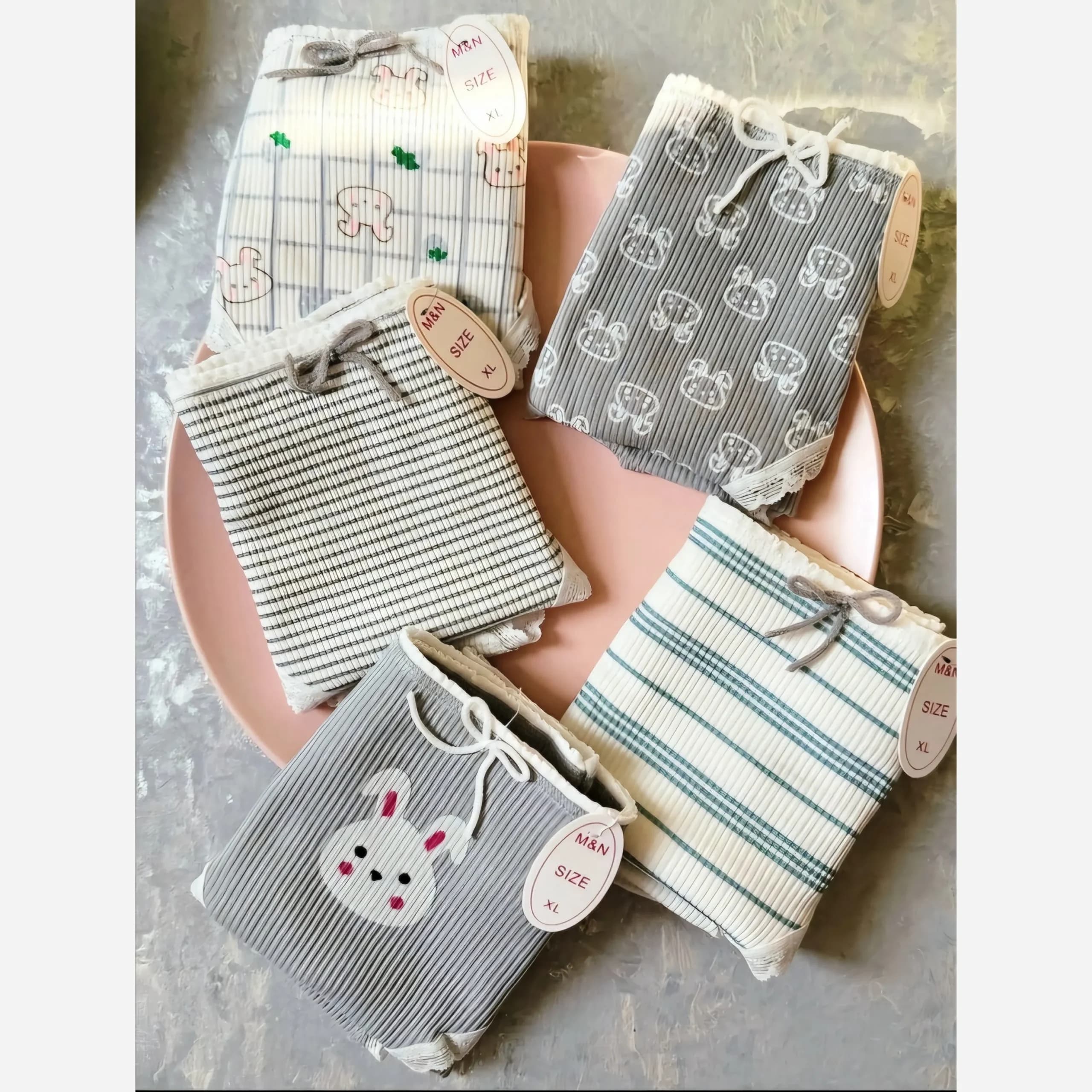 پک 3 تایی شورت زنانه عروسکی نخی کبریتی طرح خرگوش سایز XL — تصویر ۸