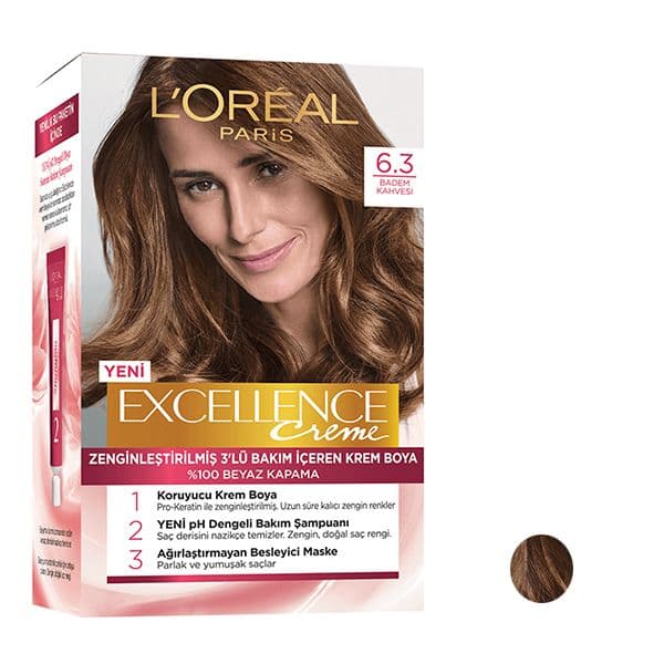 کیت رنگ لورآل شماره 6.3 رنگ قهوه ای طلایی loreal excellence