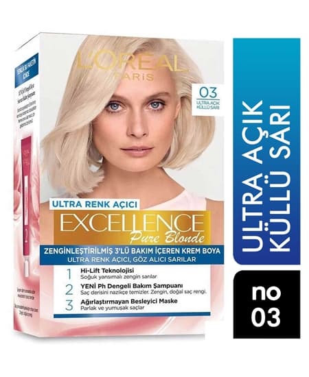 کیت رنگ موی لورآل بلوند پلاتینه شماره 03 loreal excellence