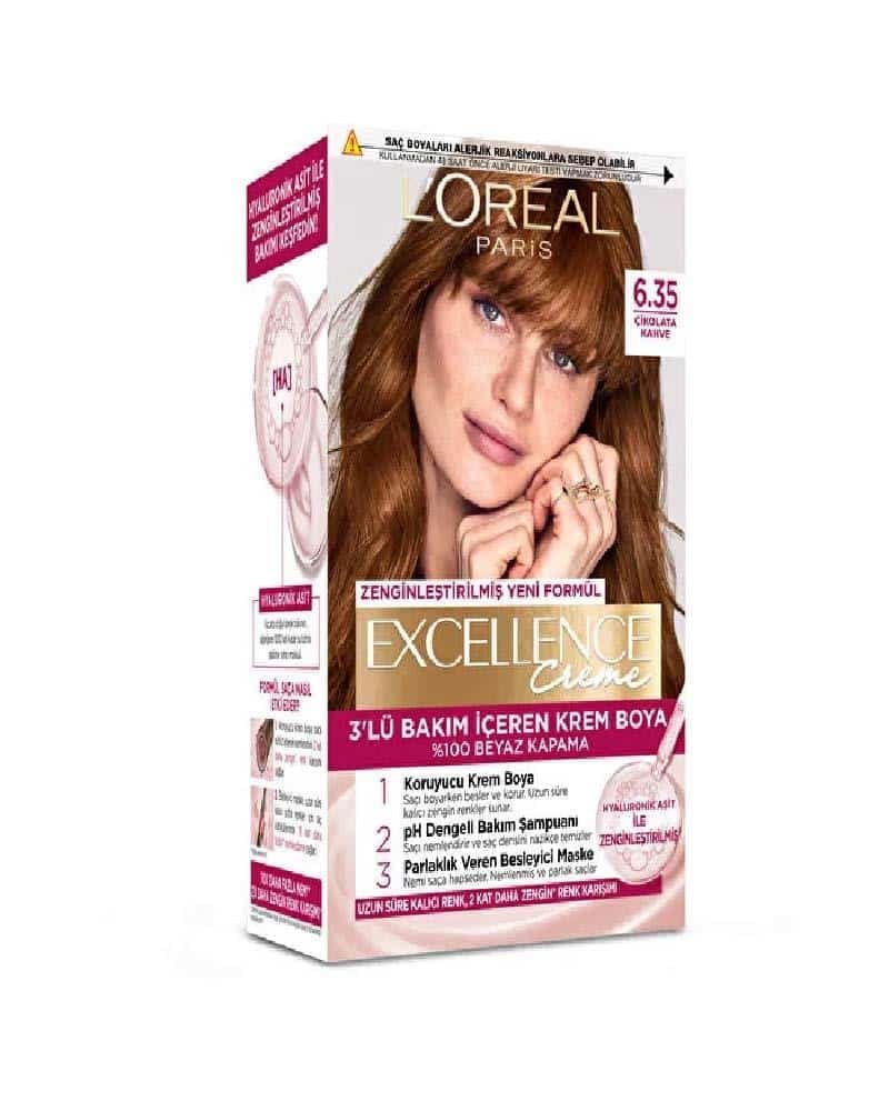 رنگ مو لورال شماره 6.35 قهوه ای شکلاتی LOREAL EXCELLNCE — تصویر ۳