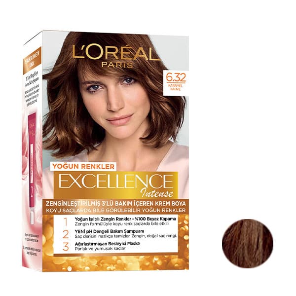 کیت رنگ لورال شماره 6.32 رنک قهوه ای کاراملی LOREAL EXCELLENCE — تصویر ۷