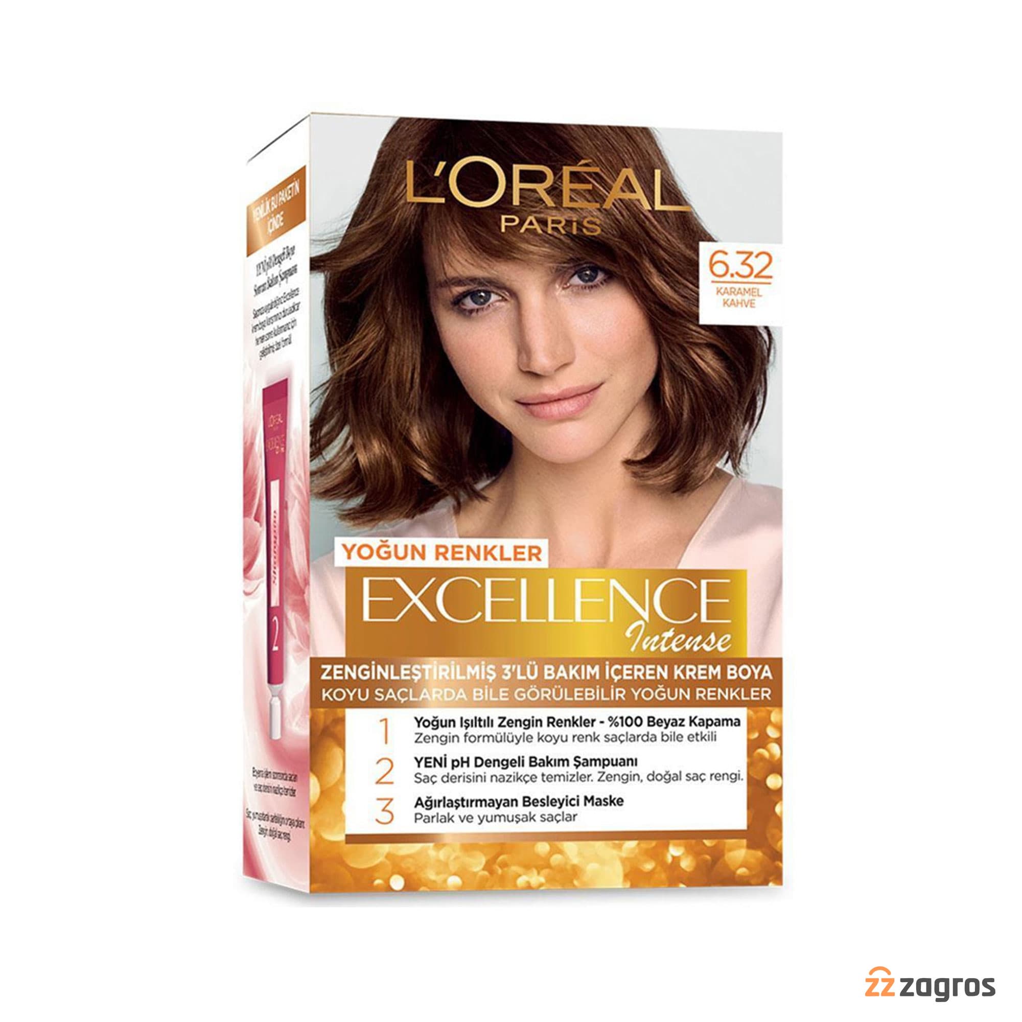 کیت رنگ لورال شماره 6.32 رنک قهوه ای کاراملی LOREAL EXCELLENCE — تصویر ۱۰