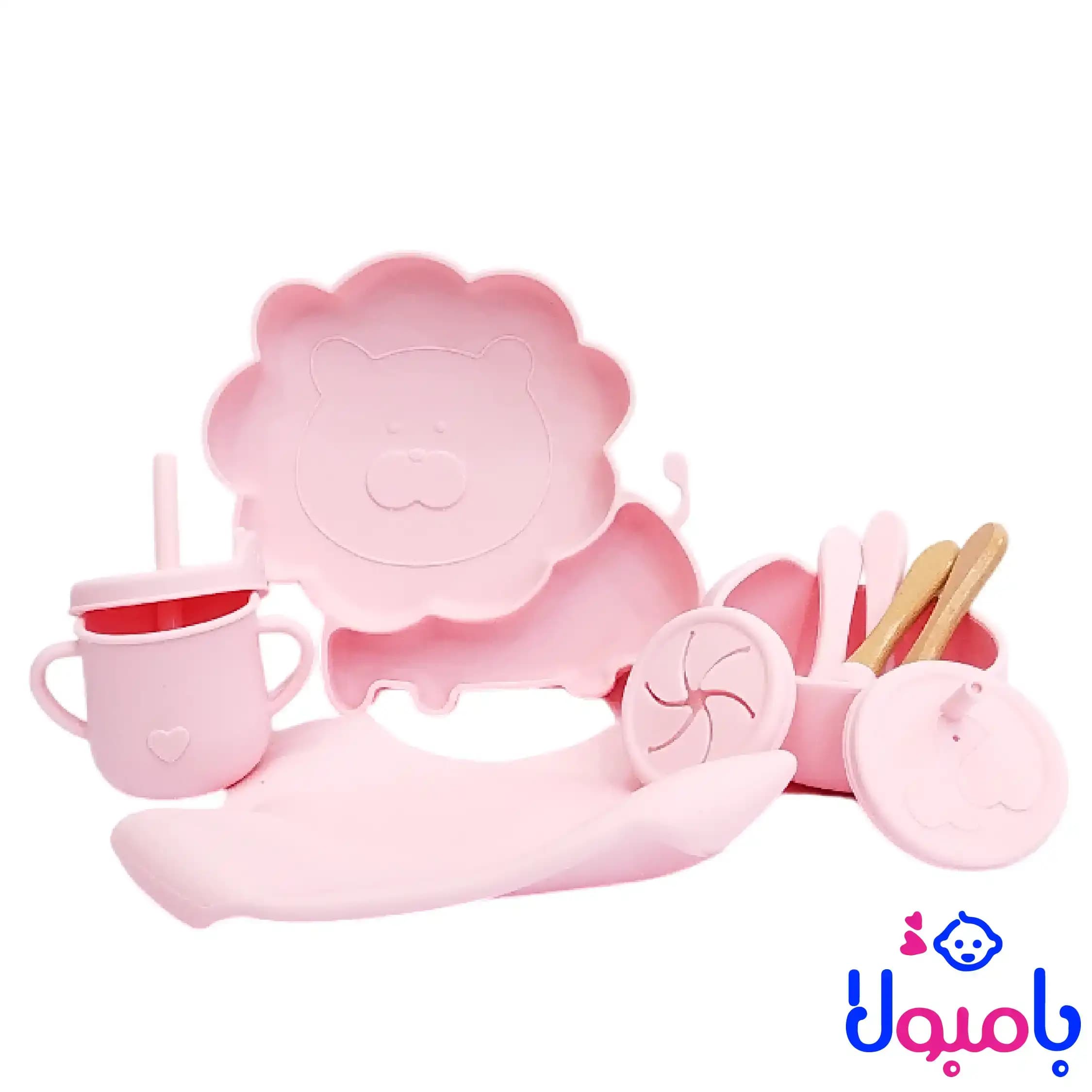 ست سیلیکونی غذاخوری کودک طرح شیر — تصویر ۲