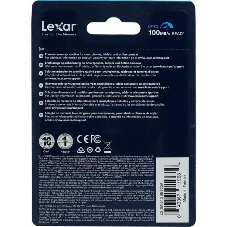 رم میکرو لکسار مدل Blue Series با ظرفیت 64 گیگابایت — تصویر ۲