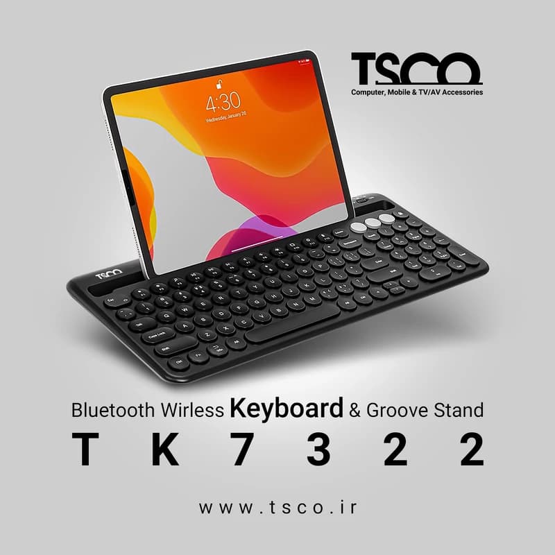 کیبورد بلوتوثی تسکو TK-7322 Full-Size | تایپ روان و بی‌سیم — تصویر ۴