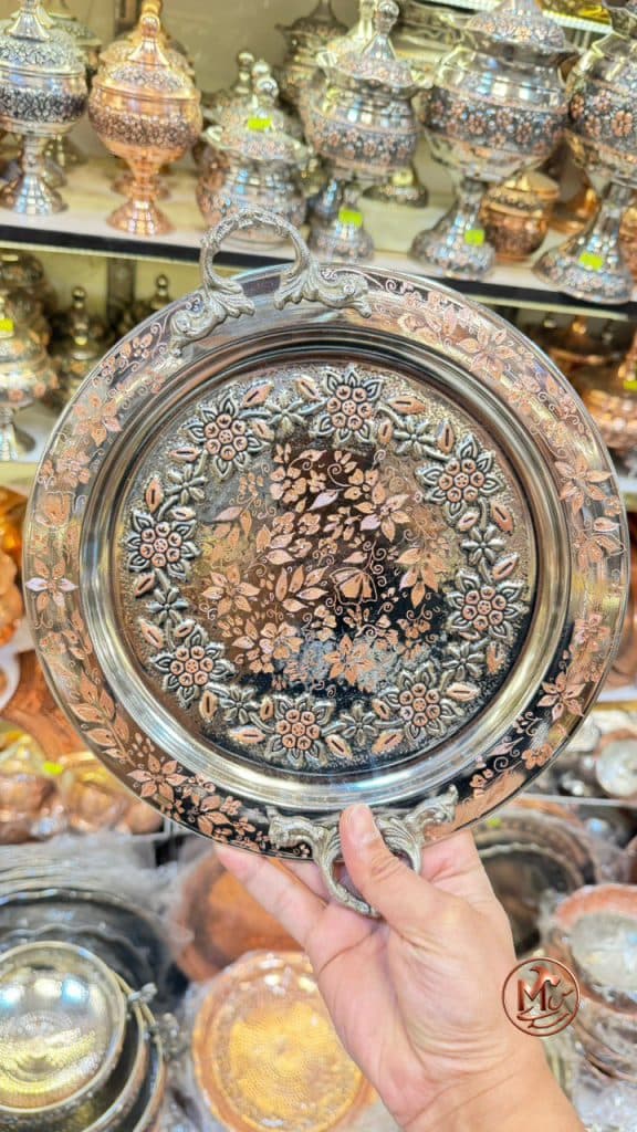 سینی مسی کروم طرح دار