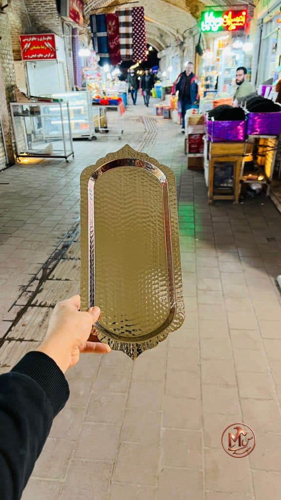 سینی مسی چکشی بادامی — تصویر ۳