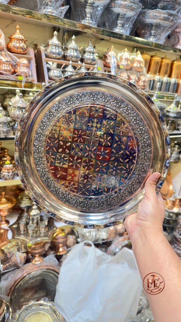 سینی مسی کروم طرح ترمه — تصویر ۴