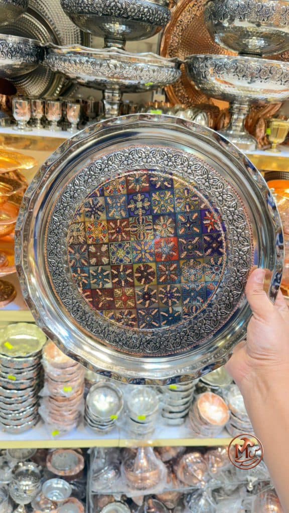 سینی مسی کروم طرح ترمه