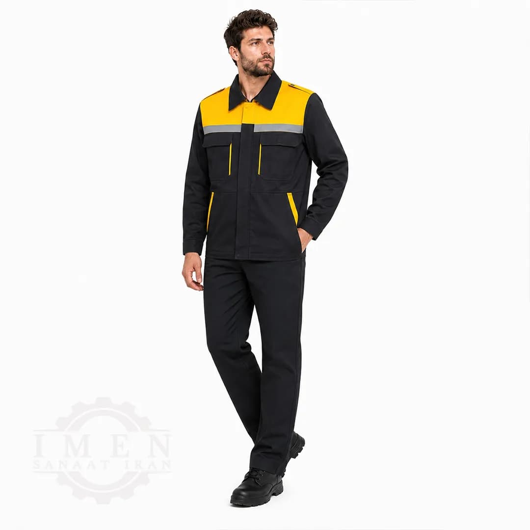 لباس کار کاپشن شلوار مشکی زرد کد 310 — تصویر ۴