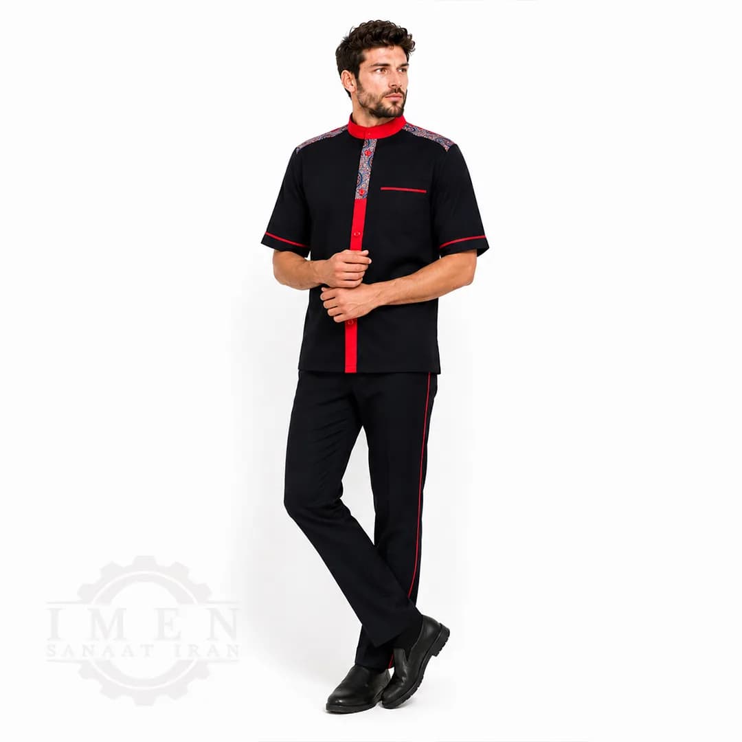 لباس کار گارسنی قرمز مشکی کد 610