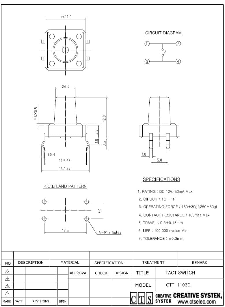 تک سوئیچ دسته بلند 12x12x12 بسته 10 تایی — تصویر ۵