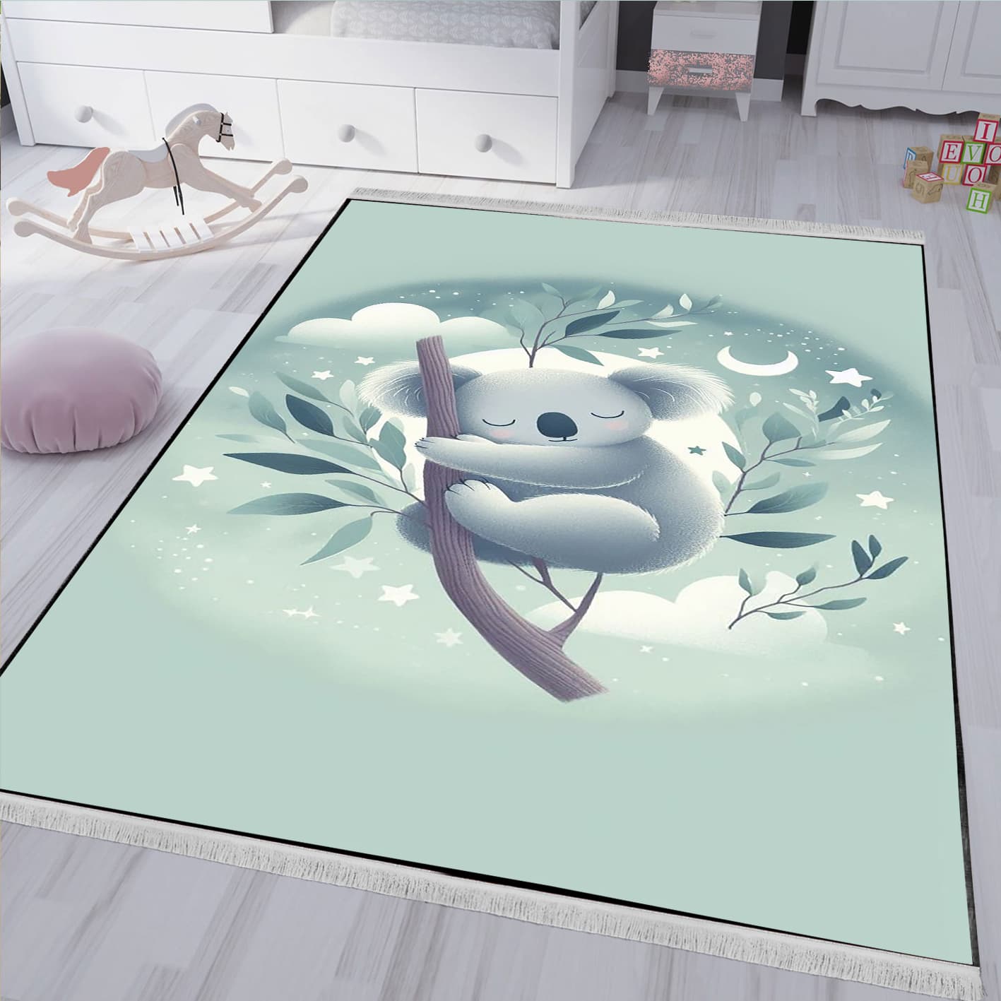 فرشینه طرح بچه کوالا با زمینه ماه و ستاره WA-3791