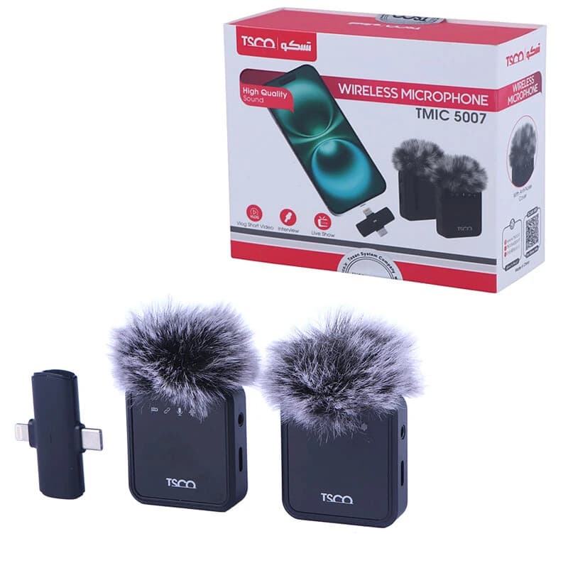 میکروفون یقه ای بی سیم دوتایی تسکو TMIC 5007 Type-C / Lightning — تصویر ۳