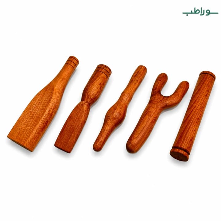 توکسن چوبی ۵ تیکه | ست ابزار ماساژ چوبی بدن و فیشیال — تصویر ۲