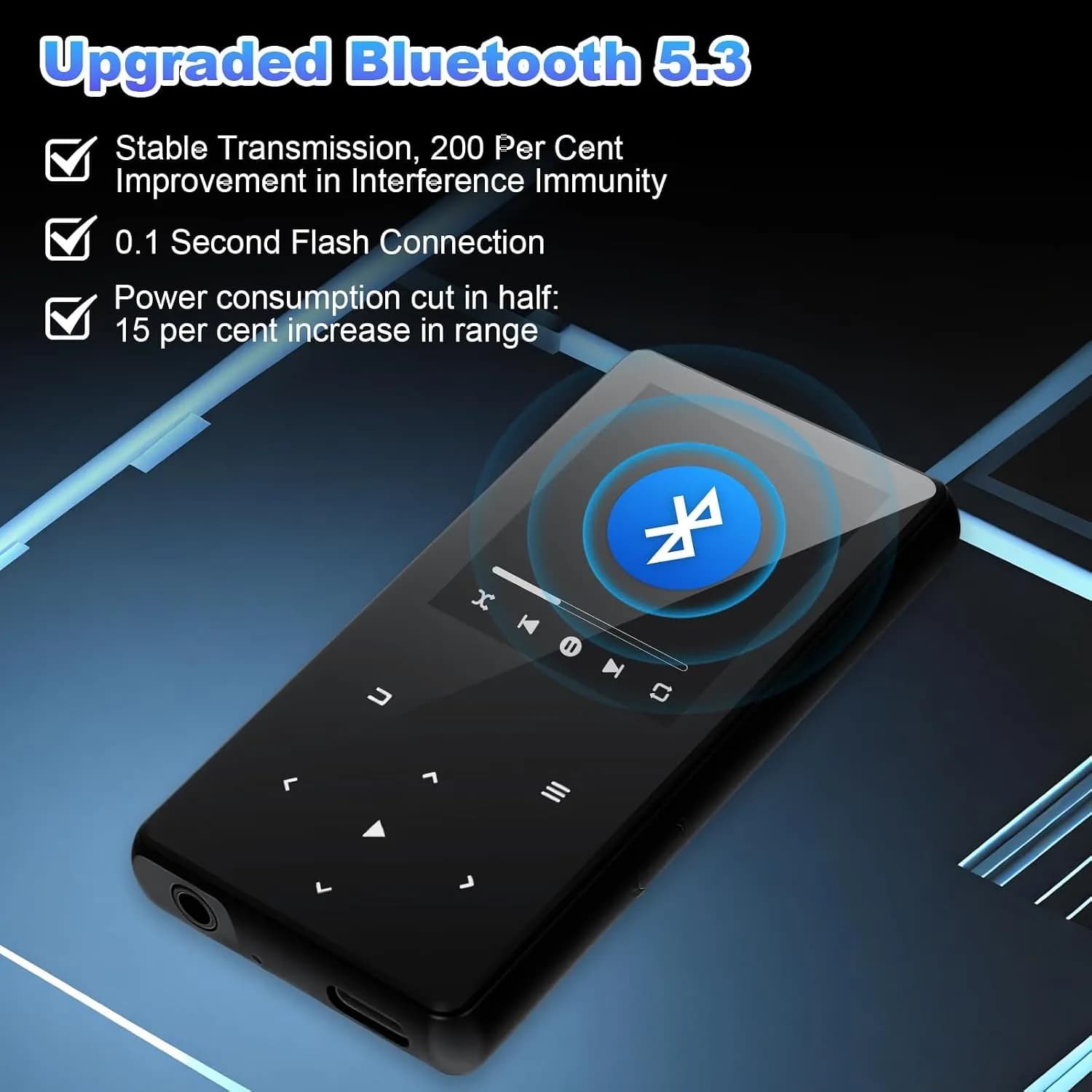 MP3 پلیر 64 گیگابایت بلوتوث 5.3 با اسپیکر و صدای HiFi برند Cetoon مدل T5 — تصویر ۵