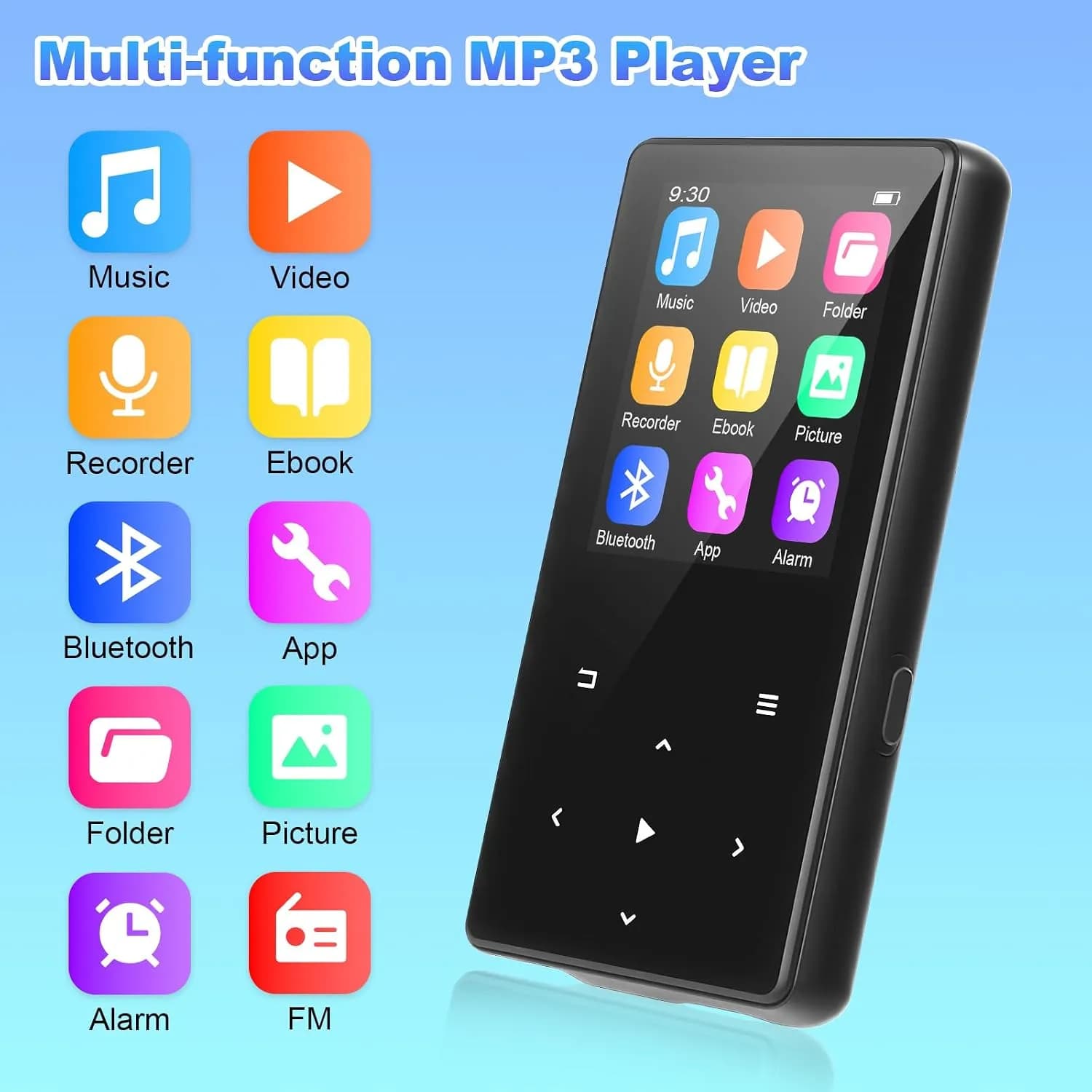 MP3 پلیر 64 گیگابایت بلوتوث 5.3 با اسپیکر و صدای HiFi برند Cetoon مدل T5 — تصویر ۷