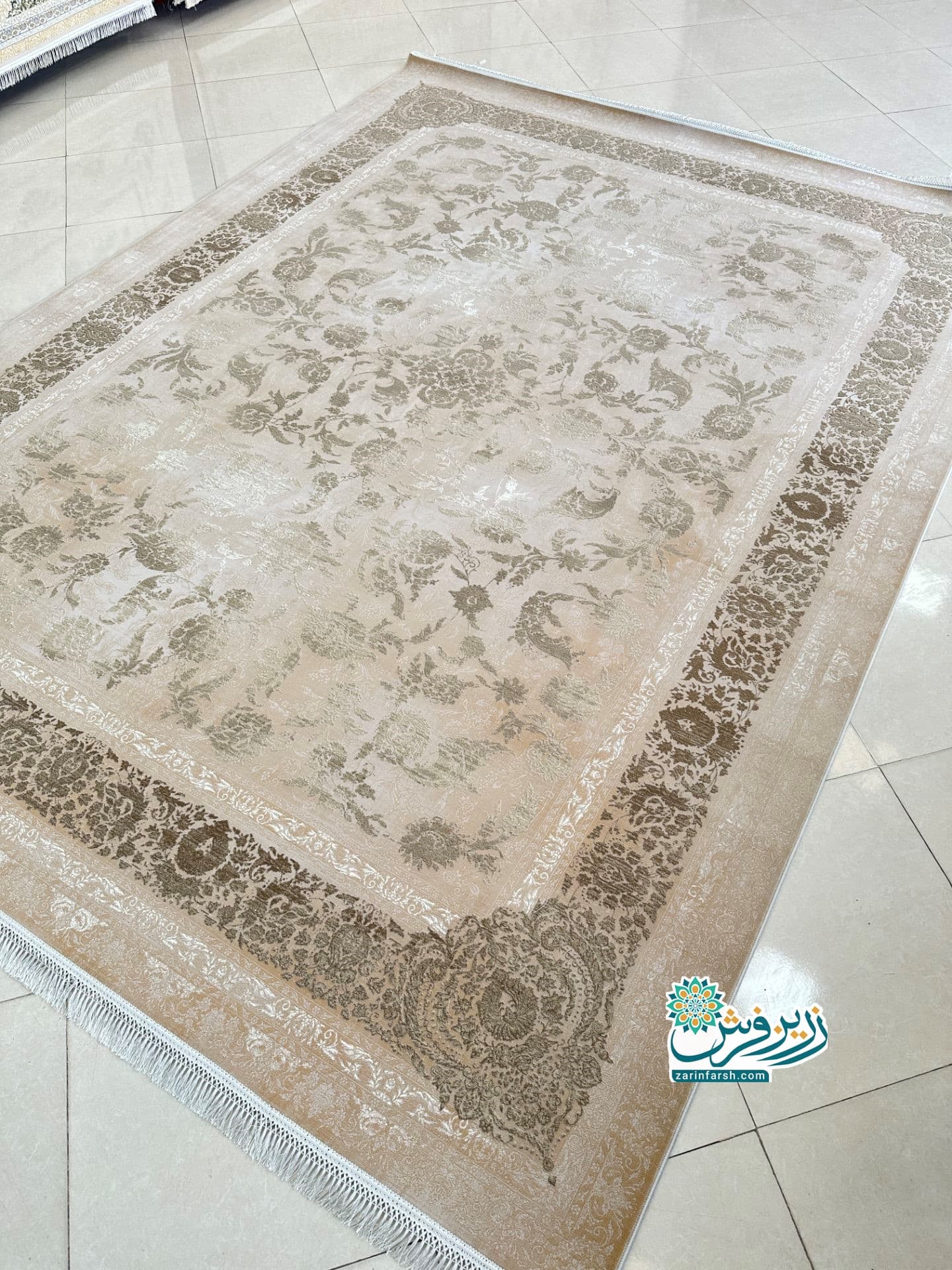 فرش ماشینی 1200 شانه طرح کد 1405 رنگ بژ