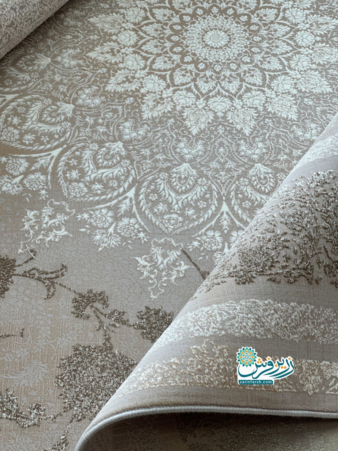 فرش ماشینی 1200 شانه طرح کد 1408 رنگ بژ — تصویر ۴