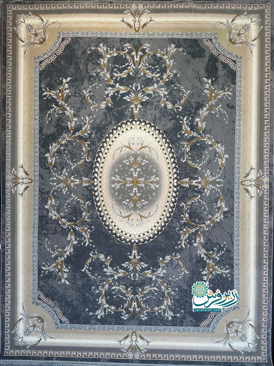 فرش ماشینی 1200 شانه طرح کد 1276 رنگ دودی — تصویر ۲