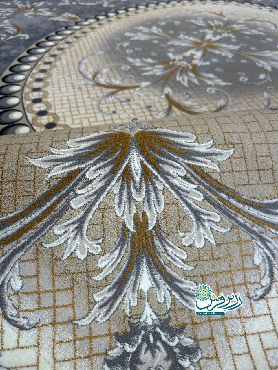فرش ماشینی 1200 شانه طرح کد 1276 رنگ دودی — تصویر ۷