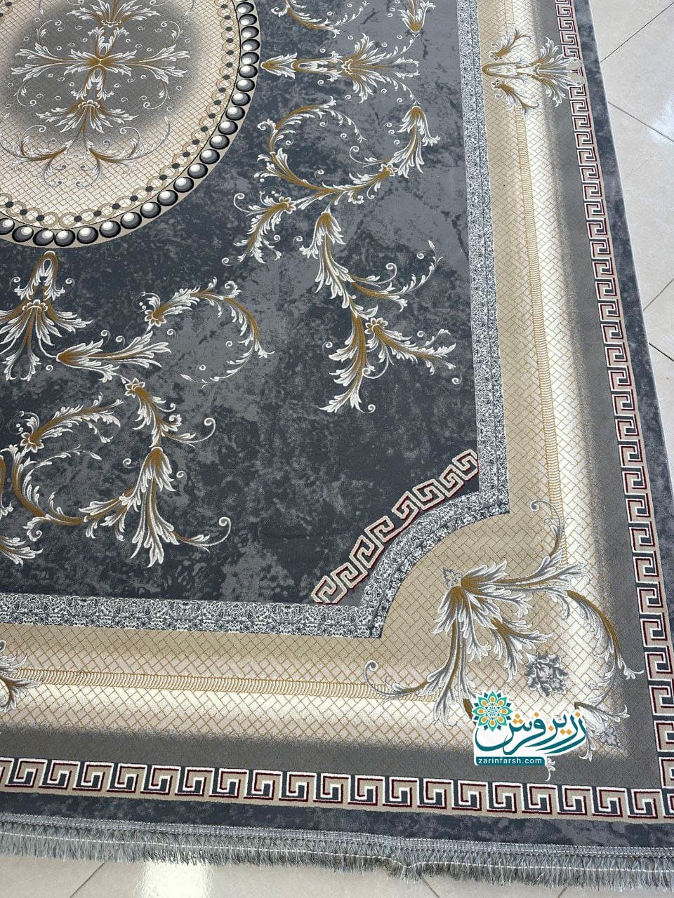 فرش ماشینی 1200 شانه طرح کد 1276 رنگ دودی — تصویر ۵