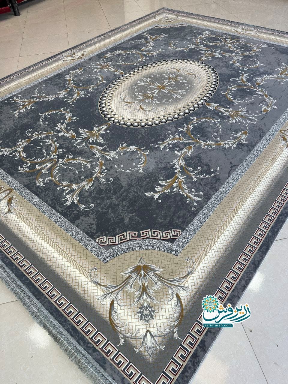 فرش ماشینی 1200 شانه طرح کد 1276 رنگ دودی — تصویر ۶