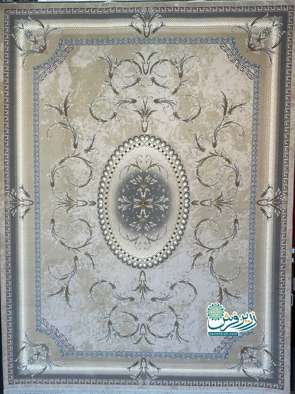 فرش ماشینی 1200 شانه طرح کد 1276 رنگ صدفی