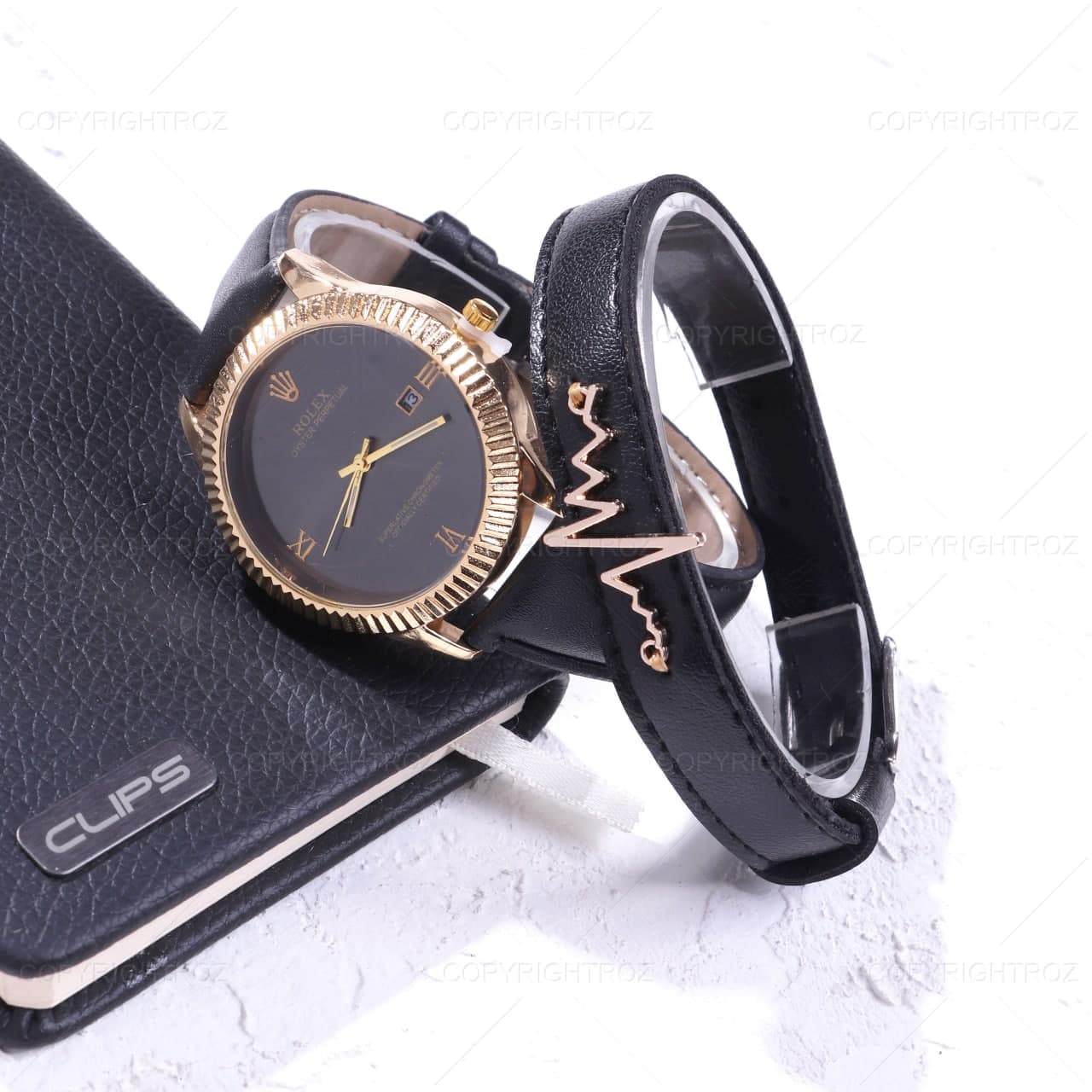ست ساعت مچی و دستبند مردانه رولکس Rolex مدل 518 — تصویر ۹