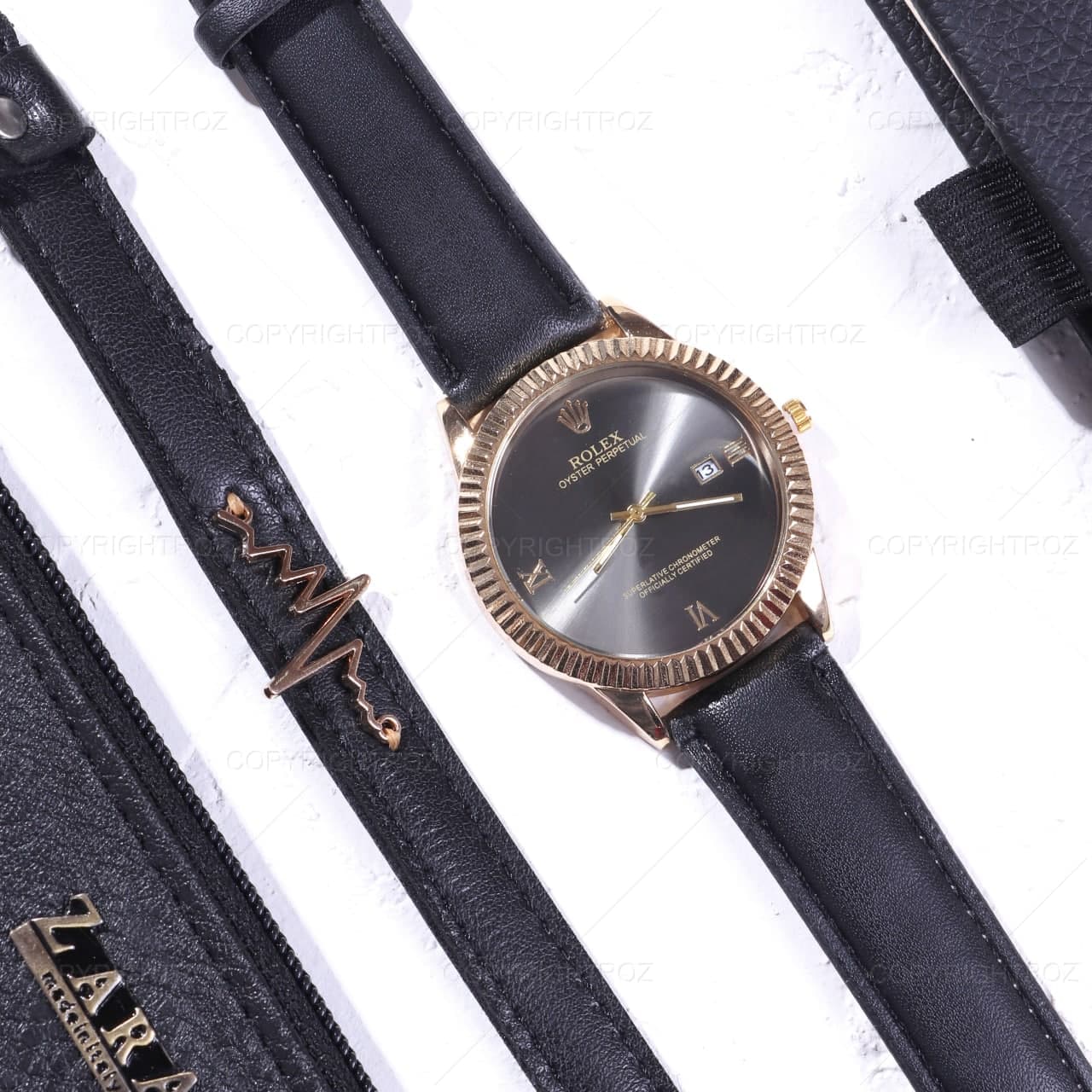 ست ساعت مچی و دستبند مردانه رولکس Rolex مدل 518 — تصویر ۴