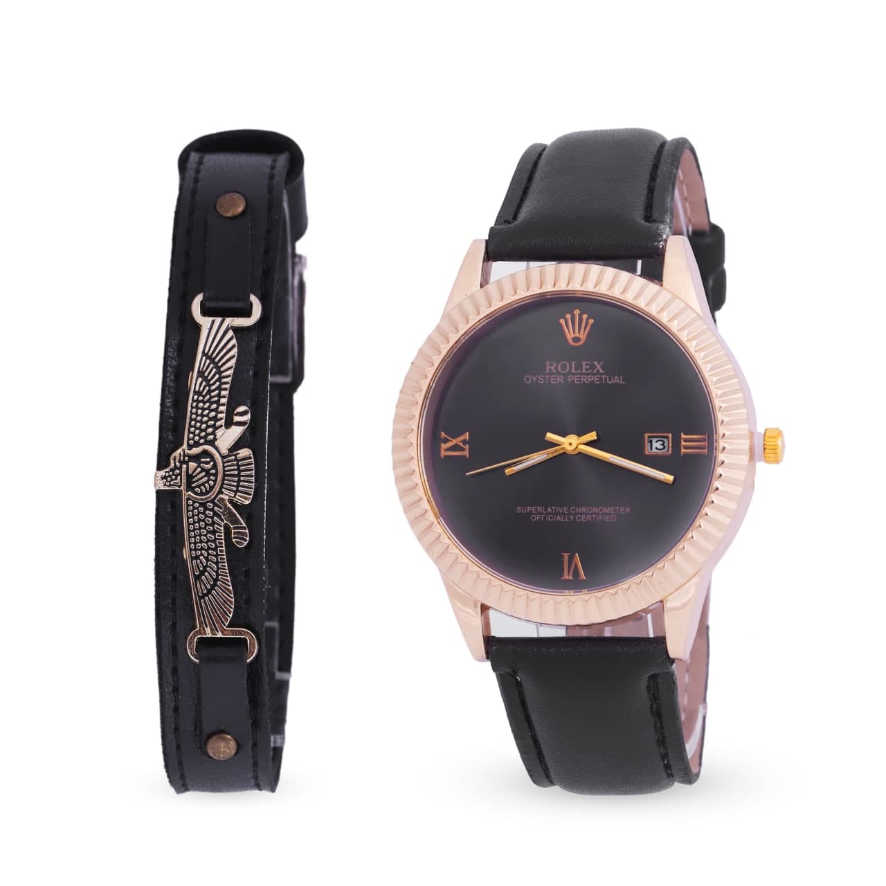 ست ساعت مچی و دستبند مردانه رولکس Rolex مدل 517