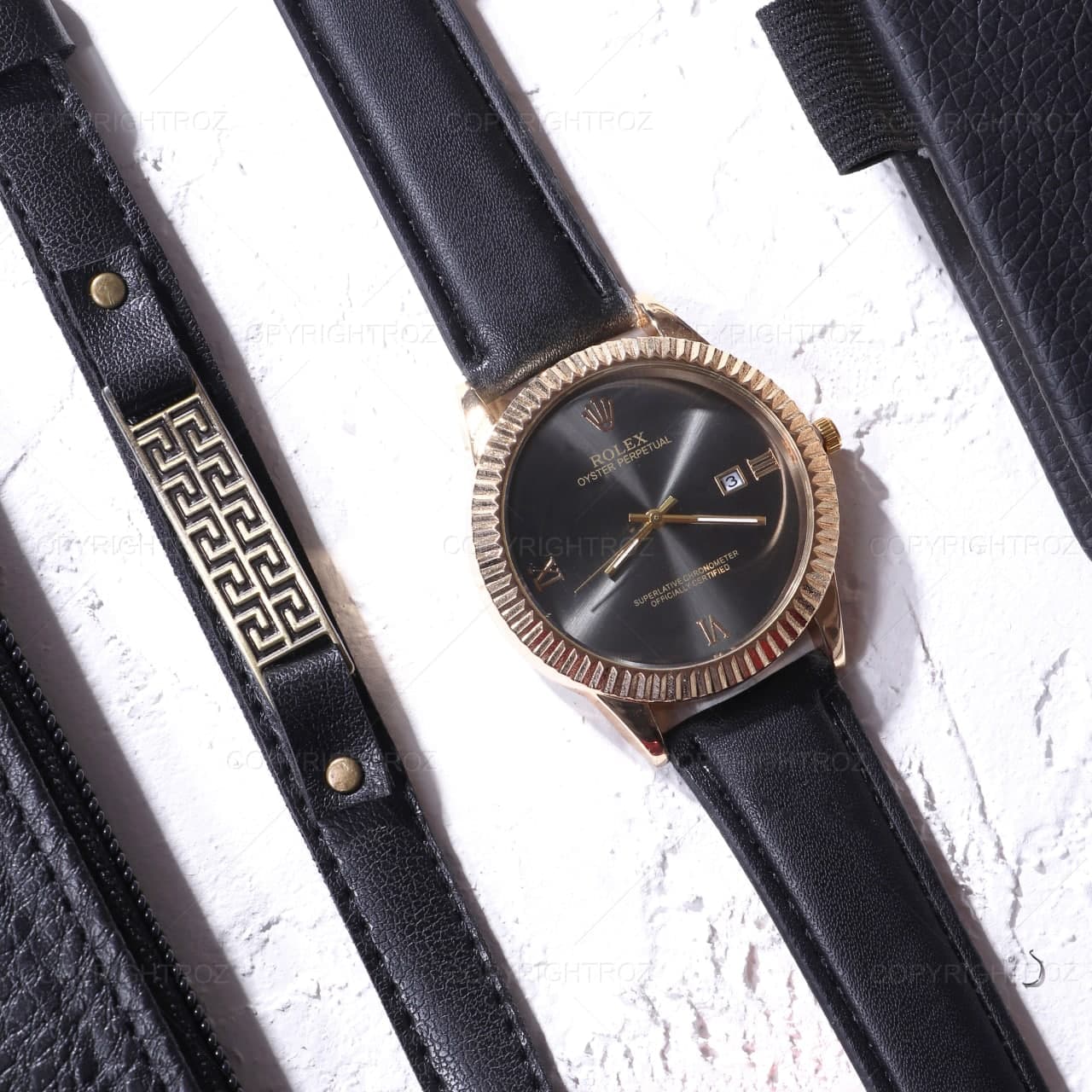 ست ساعت مچی و دستبند مردانه رولکس Rolex مدل 516 — تصویر ۴